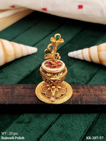 Antique Rajwadi Polish Designer Multi Color Stone Sindoor Box
