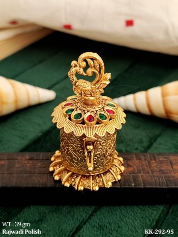 Peacock Style Multicolor Stone Work Sindoor Box