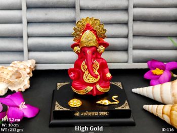 Golden Grace on Red Devotion Lord Ganpati Idol