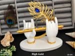Elegant High Gold Krishna Hand Idol with Feather Touch