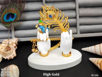 Small Krishna Hand Idol with Peacock Feather & Krishan Face