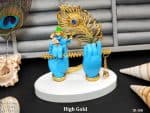 Small Blue Hand with Peacock Feather & Krishan Face Idol