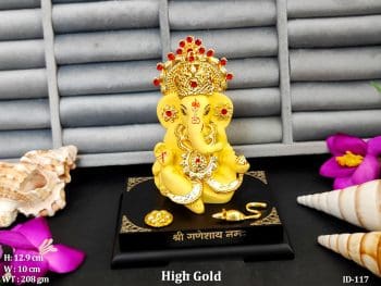 Lord Ganesha in Yellow & Gold Idol