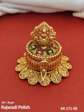 Temple Design Rajwadi Sindoor Box with Peacock Motif