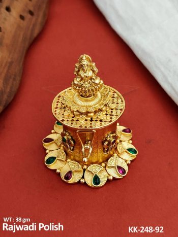 Laxmi ji Temple Style Gold Sindoor Box