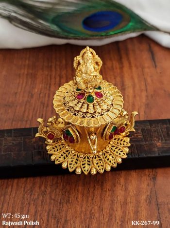 Ganesh Temple Ruby & Green Stone Sindoor Box