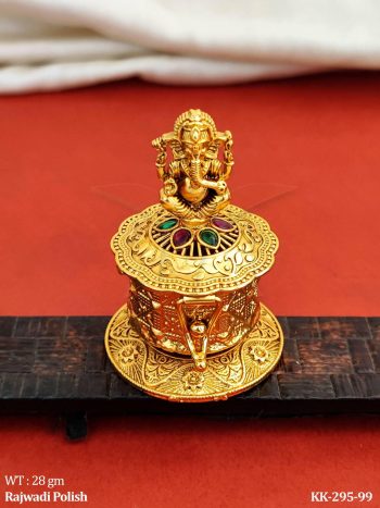 Temple Design Sindoor Box for Pooja Rajwadi Polish