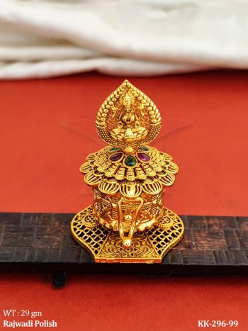 Antique Temple Kumkum Box Lakshmi Design & Rajwadi Polish