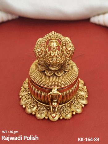 Temple Rajwadi Sindoor Box with Lakshmi Idol Design