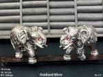 Antique Silver Finish Elephant Pair with Om Symbol Decorative Showpiece for Home Temple and Vastu Decor