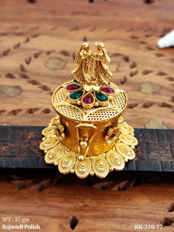 Antique Sindoor Box with Radha Krishna Top