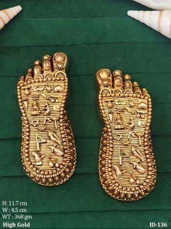 Decorative Gold Tone Lakshmi Paduka Intricate Work for Rituals Housewarming & Festive Décor