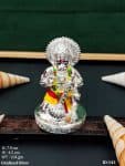 Divine-Lord-Hanuman-Idol-in-Kneeling-Pose-Silver-Finish-with-Colorful-Accents-for-Pooja-&-Devotional-Decor-ID-143RG-MR