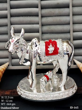 Gau Mata and Calf Idol with Intricate Work Vastu Decorative Showpiece for Peace & Prosperity
