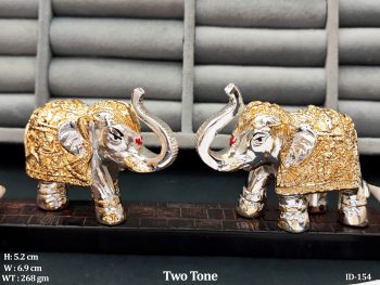 Handcrafted Golden Silver Elephant Pair Symbol of Royalty Power & Prosperity