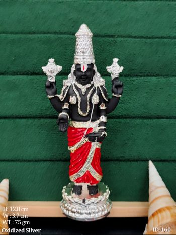Handcrafted Lord Venkateshwara Idol in Red Dhoti & Silver Crown Symbol of Divine Prosperity