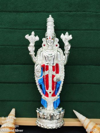 Handcrafted Tirupati Balaji Murti in Lustrous Silver Finish Ideal for Home Temple & Gifts