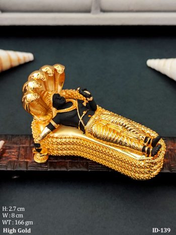Lord Vishnu Reclining on Sheshnag Idol Antique Gold & Black Finish Divine Statue for Spiritual Décor