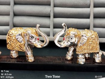 Ornamental Twin Elephants with Antique Gold Finish Perfect for Vastu & Home Décor