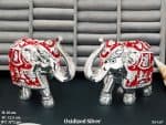 Silver Elephant Pair with Red Meenakari Detailing Symbol of Royalty and Strength