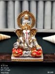 Silver Finish Ganesh Idol with Red & Gold Accents