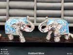 Silver Plated Elephant Pair with Blue Meenakari Work Symbol of Wisdom & Prosperity