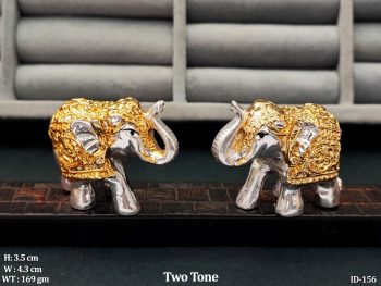 Silver and Gold Finish Elephant Pair Ideal for Gifting Pooja & Office Table