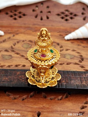 Temple Design Sindoor Box with Goddess Idol