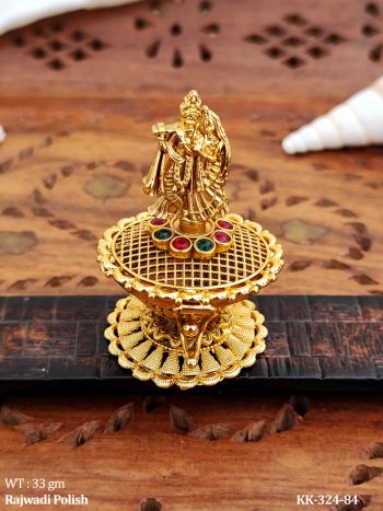 Temple Sindoor Box with Radha Krishna Idol