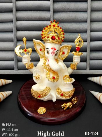 Vighnaharta Big Ganesha Idol with Red & Gold Embellishments
