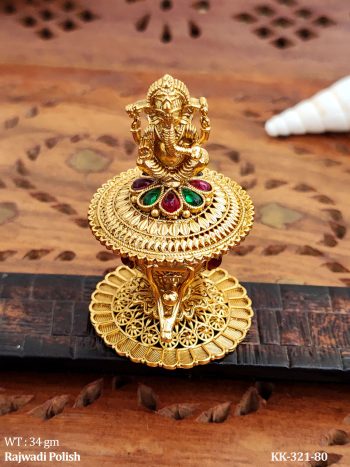 Temple Style Sindoor Box With Lord Ganesha Idol